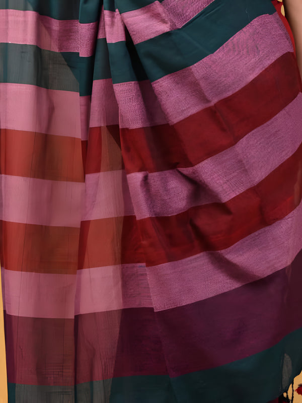 Indiehaat | Hand Dyed Khadi Cotton Saree Multicolor