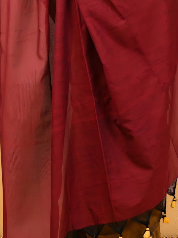 Indiehaat | Hand Dyed Khadi Cotton Saree Yellow