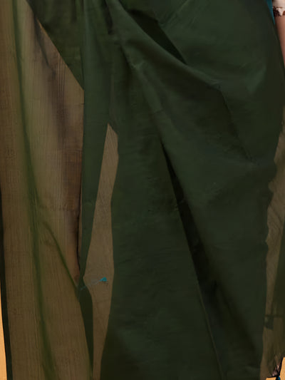 Indiehaat | Hand Dyed Khadi Cotton Saree Green