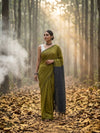 Indiehaat | Hand Dyed Khadi Cotton Saree Green