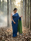 Indiehaat | Hand Dyed Khadi Cotton Saree Blue