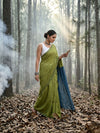 Indiehaat | Hand Dyed Khadi Cotton Saree Green