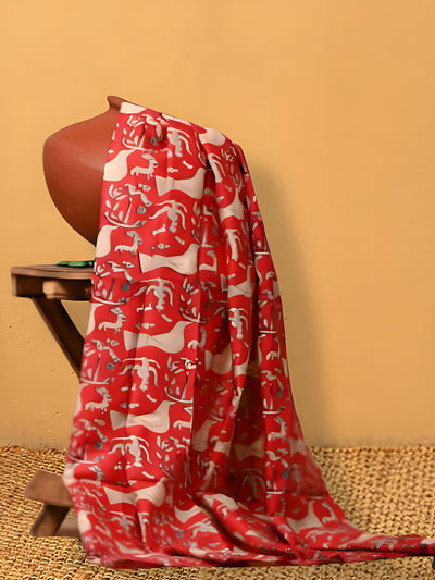 Indiehaat | Hand Dyed Khadi Cotton Saree Green