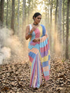 Indiehaat | Hand Dyed Khadi Cotton Saree Multicolor