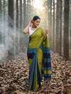 Indiehaat | Hand Dyed Khadi Cotton Saree Green