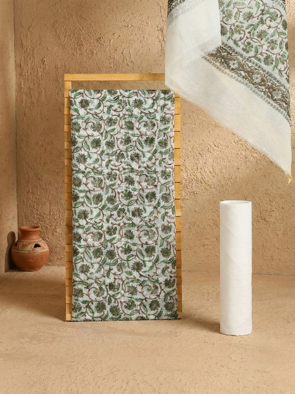 Indiehaat | Pure Kota Doria Blockprint Suit Green