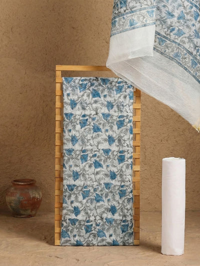 Indiehaat | Pure Kota Doria Blockprint Suit Blue