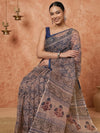 Indiehaat | Kota Doria Hand Block Print Multicolor Saree