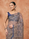 Indiehaat | Kota Doria Hand Block Print Multicolor Saree