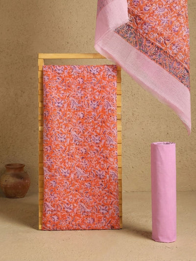 Indiehaat | Pure Kota Doria Blockprint Suit Pink