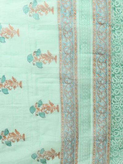 Indiehaat | Pure Kota Doria Blockprint Suit Green