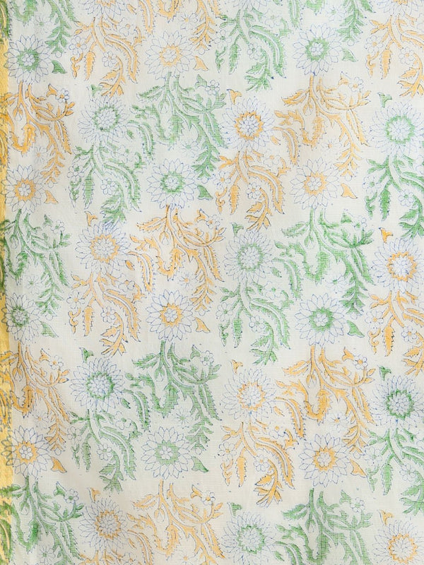 Indiehaat | Pure Kota Doria Blockprint Suit Green