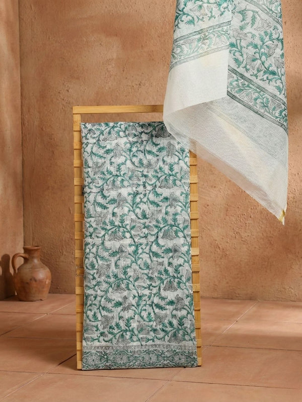 Indiehaat | Pure Kota Doria Blockprint Suit Blue