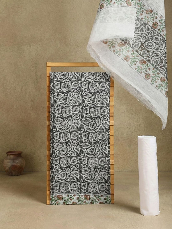 Indiehaat | Pure Kota Doria Blockprint Suit Black & White