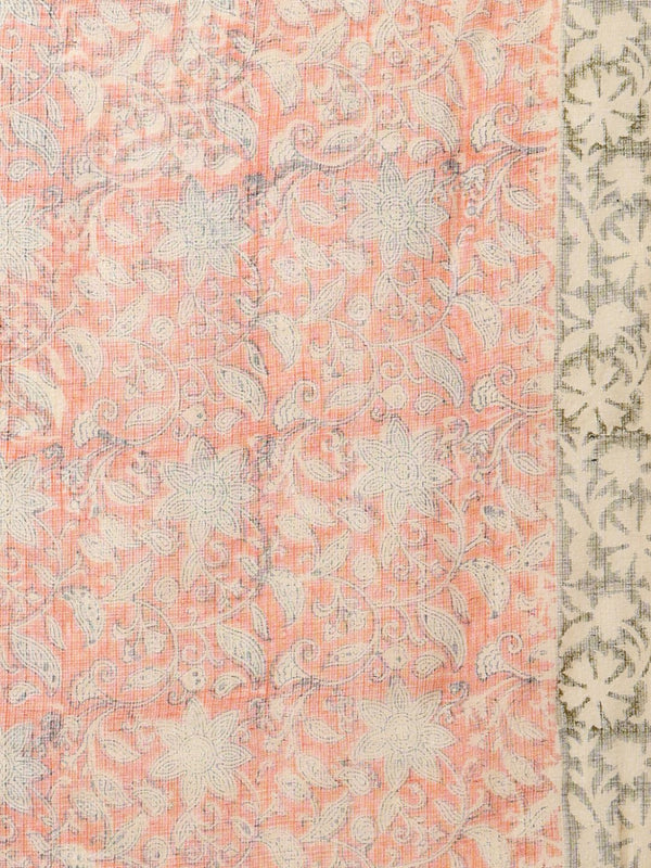 Indiehaat | Kota Doria Hand Block Print Multicolor Saree