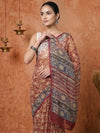 Indiehaat | Kota Doria Hand Block Print Multicolor Saree