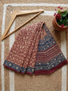 Indiehaat | Kota Doria Hand Block Print Multicolor Saree