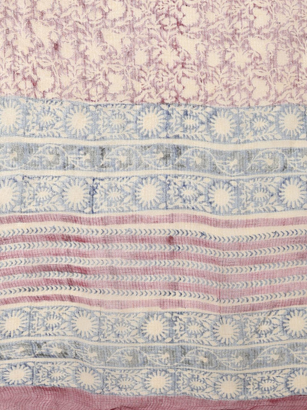 Indiehaat | Kota Doria Hand Block Print Multicolor Saree