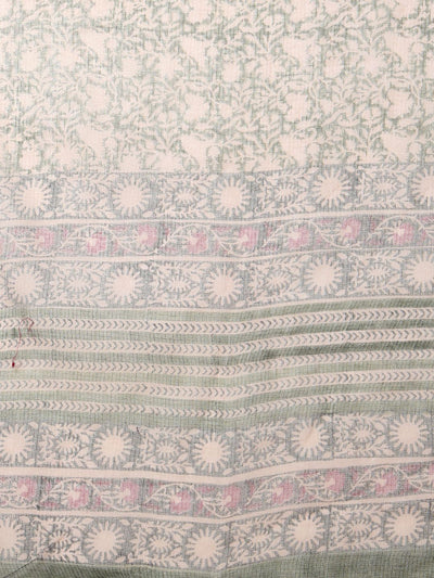 Indiehaat | Kota Doria Hand Block Print Multicolor Saree