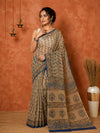 Indiehaat | Kota Doria Hand Block Print Multicolor Saree