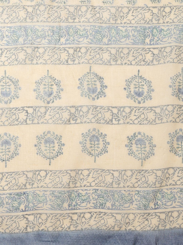 Indiehaat | Kota Doria Hand Block Print Multicolor Saree