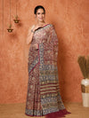 Indiehaat | Kota Doria Hand Block Print Multicolor Saree