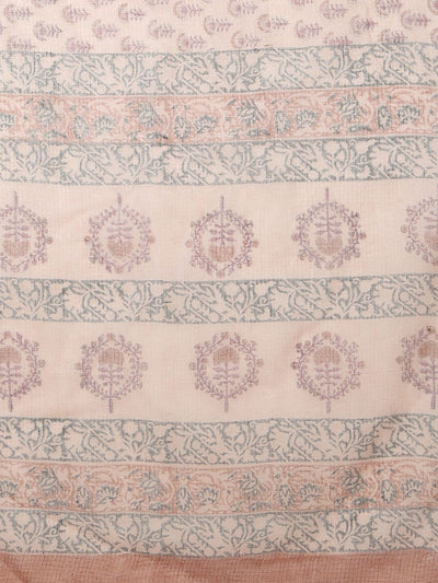 Indiehaat | Kota Doria Hand Block Print Multicolor Saree