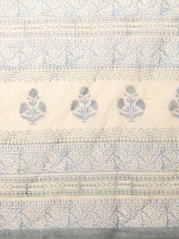 Indiehaat | Kota Doria Hand Block Print Multicolor Saree