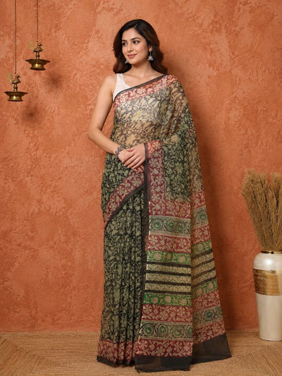 Rangmaati Kota Doria Hand Block Print Lively Saree