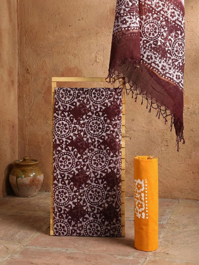 Indiehaat | Kota Doria Hand Wax Batik Suit Brown