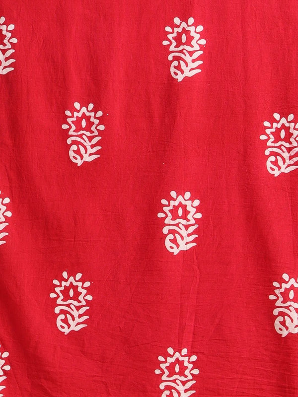 Indiehaat | Kota Doria Hand Wax Batik Suit Red