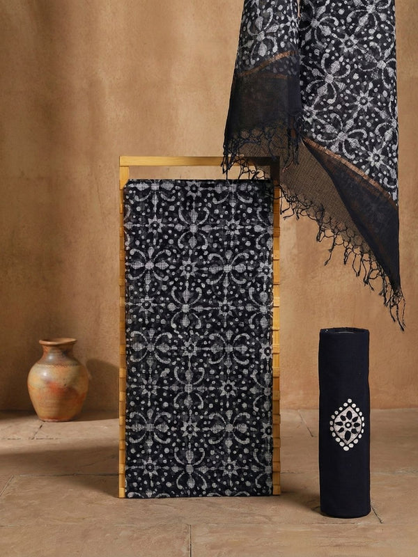 Indiehaat | Kota Doria Hand Wax Batik Suit Black