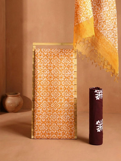 Indiehaat | Kota Doria Hand Wax Batik Suit Yellow