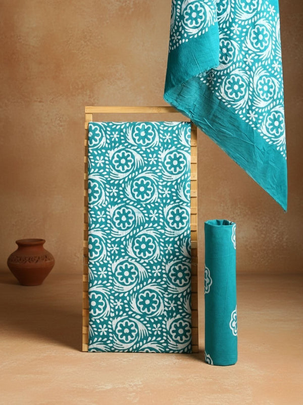 Indiehaat | Pure Mul Cotton Hand Wax Batik Suit Blue