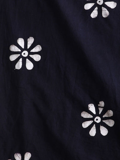 Indiehaat | Pure Mul Cotton Hand Wax Batik Suit White & Black