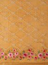 Indiehaat | Kota Silk Ghicha Stripe Embroidery Saree Yellow