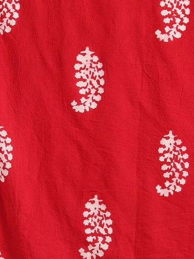 Indiehaat | Pure Mul Cotton Hand Wax Batik Suit Red