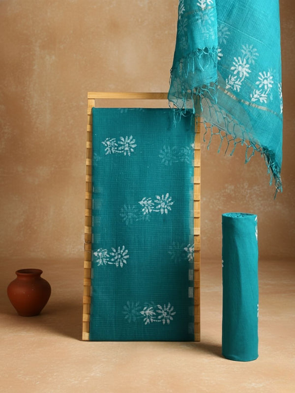 Indiehaat | Kota Doria Hand Wax Batik Suit Blue