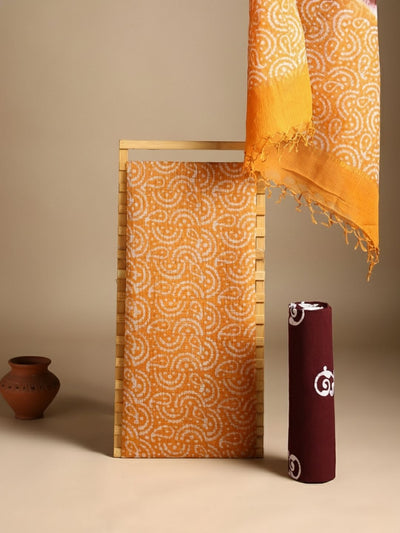 Indiehaat | Kota Doria Hand Wax Batik Suit Yellow