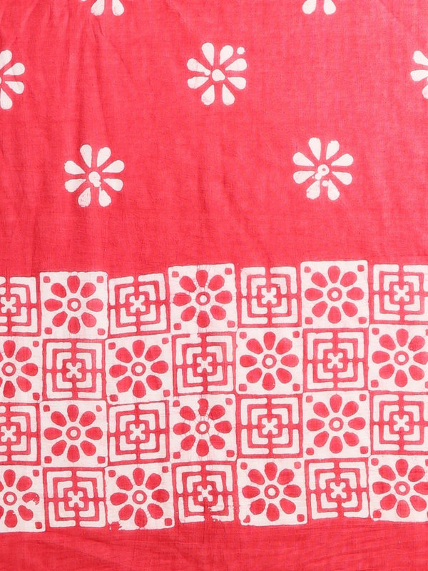 Indiehaat | Pure Mul Cotton Hand Wax Batik Suit Red