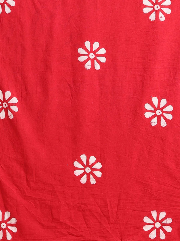 Indiehaat | Pure Mul Cotton Hand Wax Batik Suit Red