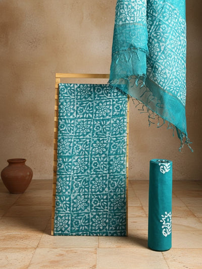 Indiehaat | Kota Doria Hand Wax Batik Suit Green