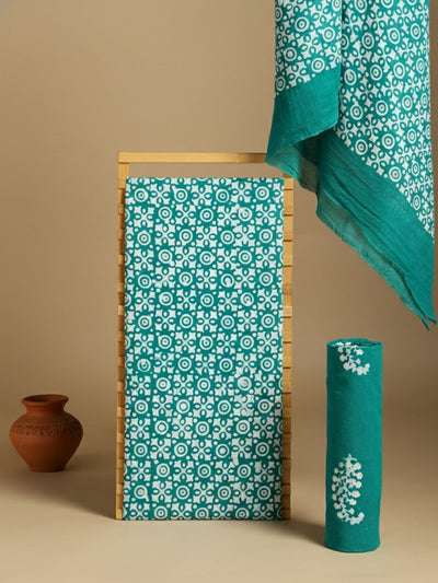 Indiehaat | Pure Mul Cotton Hand Wax Batik Suit Blue