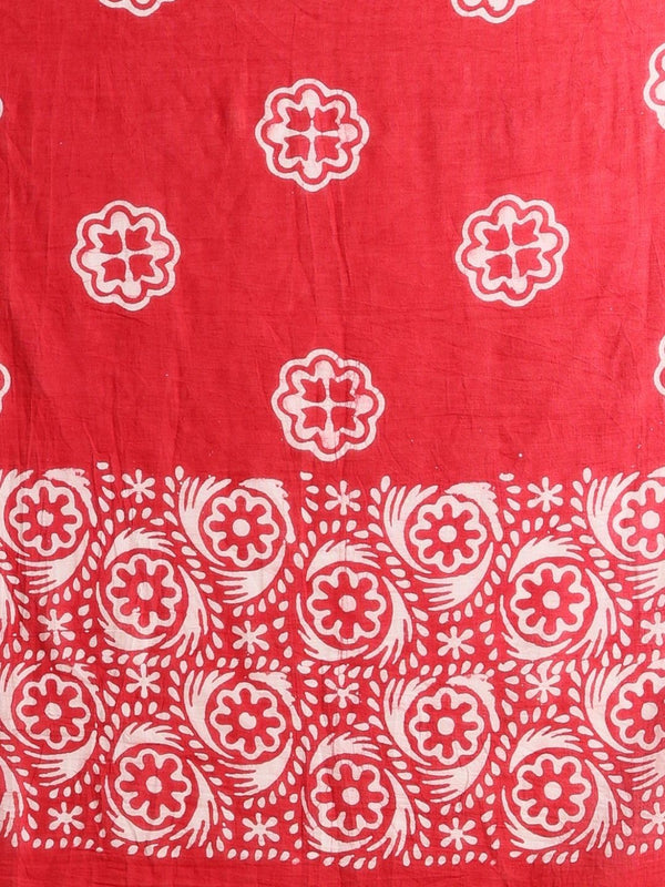 Indiehaat | Pure Mul Cotton Hand Wax Batik Suit Red