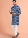 Indiehaat | Ajrakh Printed Cotton Kurta Pyjama Blue