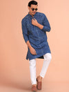 Indiehaat | Ajrakh Printed Cotton Kurta Pyjama Blue