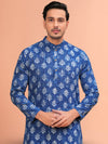 Indiehaat | Ajrakh Printed Cotton Kurta Pyjama Blue
