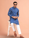 Indiehaat | Ajrakh Printed Cotton Kurta Pyjama Blue
