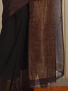 Indiehaat | Pure Linen Zari Weaving Saree Black