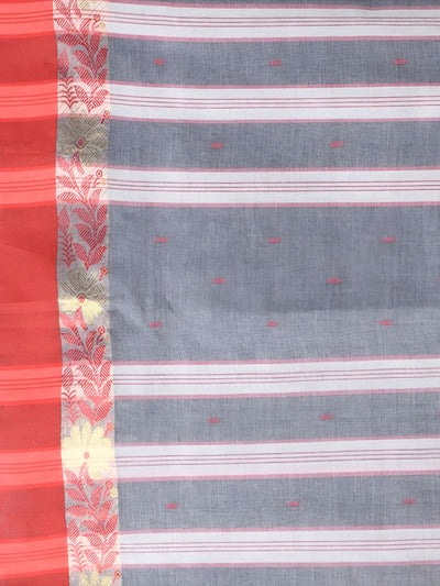 Indiehaat | Pure Cotton Jamdani Saree Gray